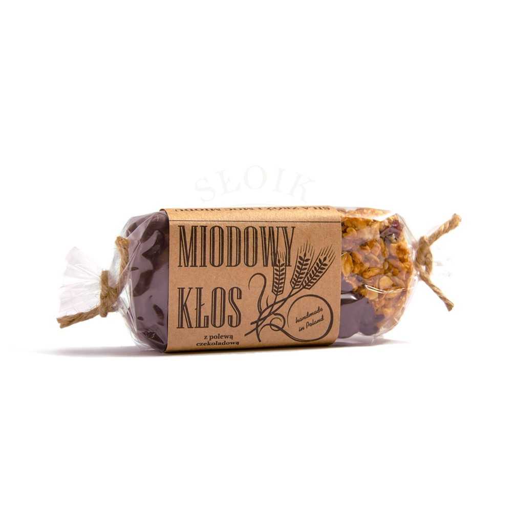 Baton energetyczny z miodem i czekoladą Miodowy Kłos 80g-0 Baton energetyczny z miodem i czekoladą Miodowy Kłos 80g-0