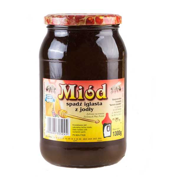 Polski miód spadź iglasta z jodły 1300g Bartnik Sokólski-0