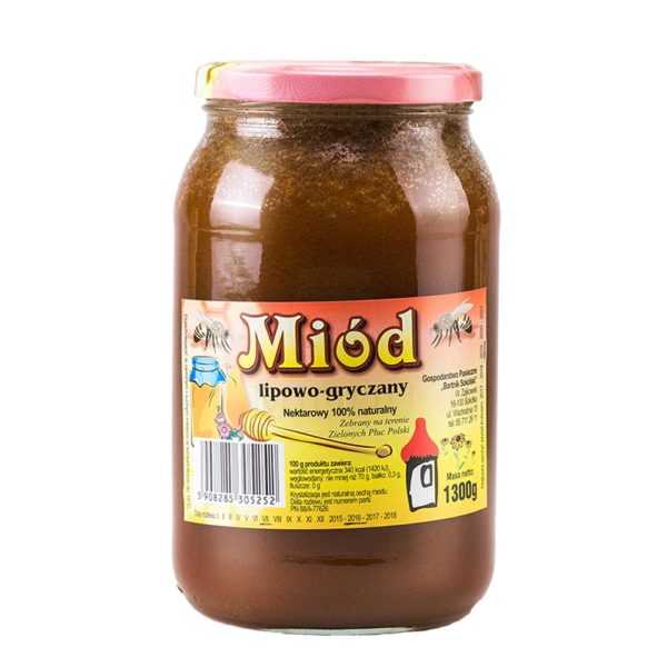 Polski miód lipowo-gryczany 1300g Bartnik Sokólski-0